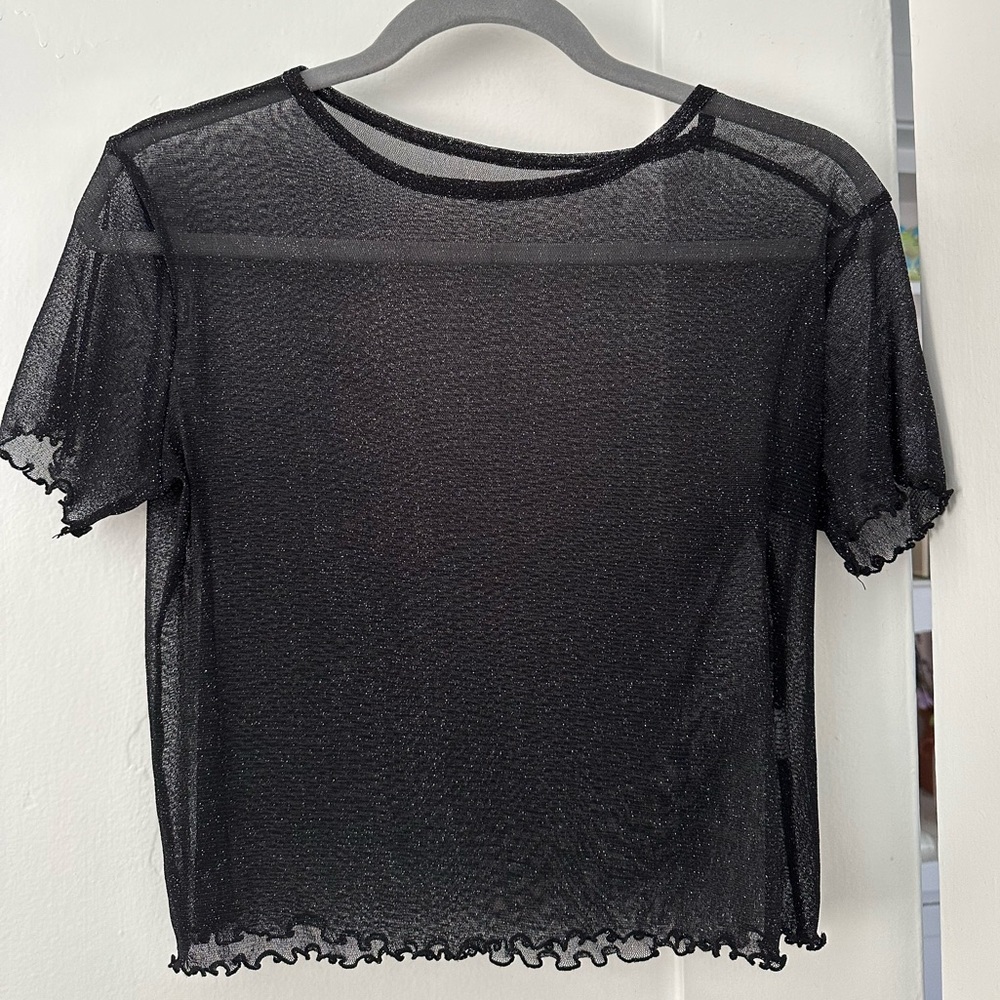 Brandy Melville | Sheer Sparkly Y2K Crop Top
